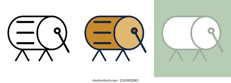 Bedug Icon Set - Vector Illustration Collection of Indonesian Traditional Drum