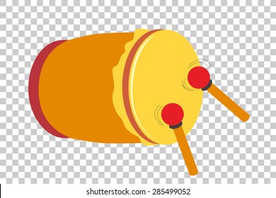 Bedug, (indonesia traditional drum) and stick 

