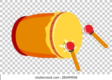 Bedug, (indonesia traditional drum) and stick 
