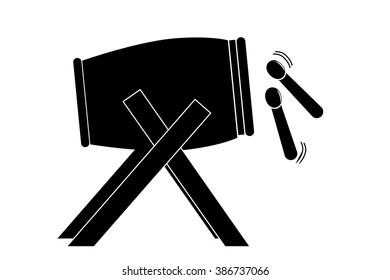 Bedug, (indonesia traditional drum) and stick 

