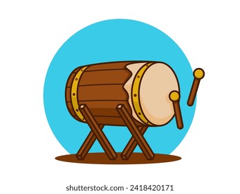Bedug Moslem Drum Vector Icon Illustration. Ramadan Icon Concept Isolated Premium Vector. Flat Cartoon Style