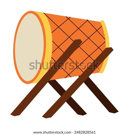 Bedug muslim drum icon vector illustration, ramadhan drum clip art image, ramadan drum clipart isolated on white, beduk masjid or moslem mosque drum