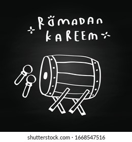 bedug or traditional drum illustration on happy ramadan kareem, ramadan kareem mean happy fasting ramadan