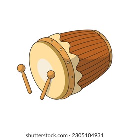 Bedug, a traditional musical instrument in the mosque that is used to call people to prayer, vector illustration, bedug drum, isolated on white background