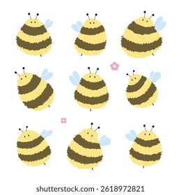 Bee 2 cute on a White background, vector illustration.