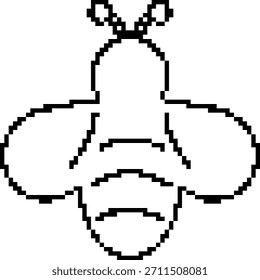 Ícone de pixel de 8 bits Bee. Ilustração vetorial.