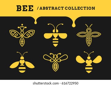 Bee abstract collections - logo, icon on a dark background