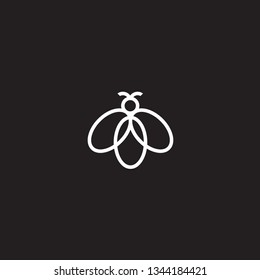 Bee abstract line logo. Black Background.