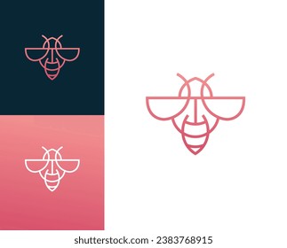 Bee abstract line logo design vector illustration