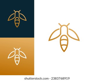 Ilustración vectorial del diseño del logotipo de línea abstracta de abeja