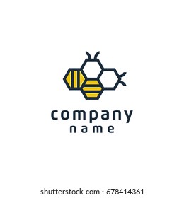 Bee abstract on polygon - Vector illustration