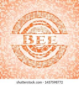 Bee abstract orange mosaic emblem