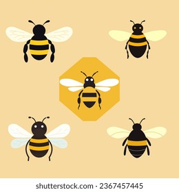 Bee abstract vector graphics simple elegant flat illustration style