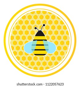 bee against the background of honeycombs,vector image, flat design
