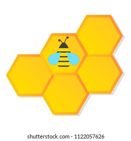 bee against the background of honeycombs,vector image, flat design