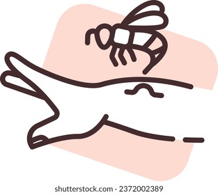 Alergia de abejas, ilustración o icono, vector sobre fondo blanco.