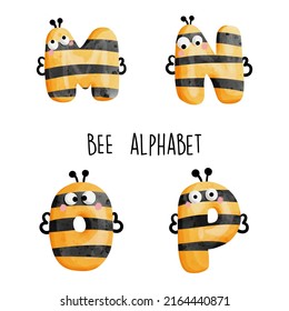 Bee alphabet,bee font. Vector illustration