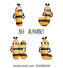 Bee alphabet,bee font. Vector illustration