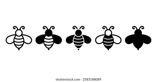 bee animal icon symbol vector design black white color outline and black filled illustration flat modern style sets