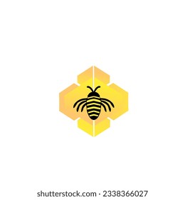 bee animal icon vector illustration in yellow black color