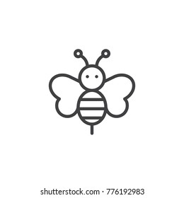 Bee animal line icon, outline vector sign, linear style pictogram isolated on white. Bumblebee symbol, logo illustration. Editable stroke