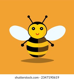bee animal on orange background animation vector illustration