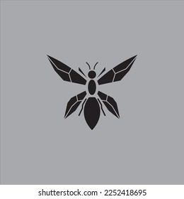 Bee animal silhouette logo design in black color.