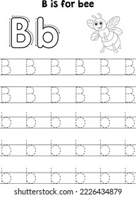 Bee Animal Tracing Letter ABC Coloring Page B