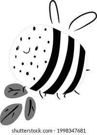 Bee Animal vector, with a combination of black, white and ash colors, which already pre-orientate that the shape is a bee.