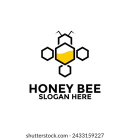 Bee animals logo vector, Honey Bee logo design, Honey Comb logo design template
