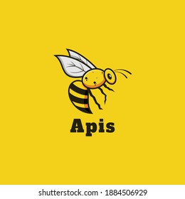Bee animals mascot logo design vector illustration