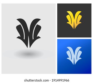 Bee, ant, Grasshopper Cricket Insect Head Logo Design Idea, Initial Letter Alphabet NW VW.