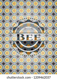 Bee arabesque style badge. arabic decoration.