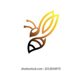 abelha arte estilo linha voando ataque logotipo design modelo ilustração