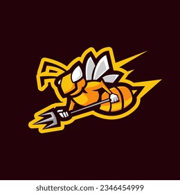 Bee attack mascot cartoon design illustration vector