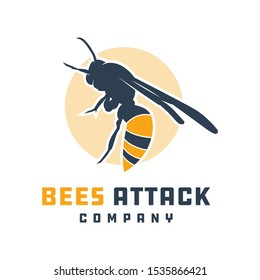 Bee attacking animal logo design