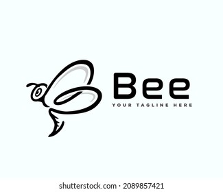 Bee B initial line art logo template illustration