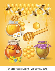 Bee Background Vector Design Elements, The vector file can be resized, making the design both interesting and flexible for various uses.