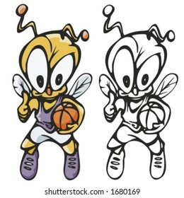 Bee Basketball Mascot for sport teams. Great for t-shirt designs, school mascot logo and any other design work. Ready for vinyl cutting.