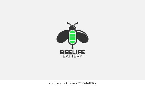 Bee battery vector logo design icon template