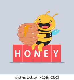 Bee with beehive vector cartoon character illustration.