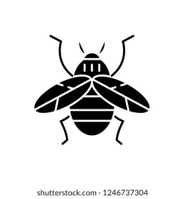 Bee black icon, vector sign on isolated background. Bee concept symbol, illustration 