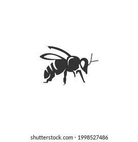 Bee black silhouette vector on a white background