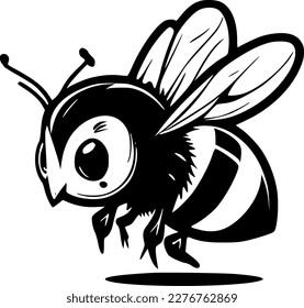 Bee - Black and White Isolated Icon - Vector illustration