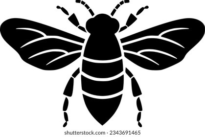 Bee - Black and White Isolated Icon - Vector illustration