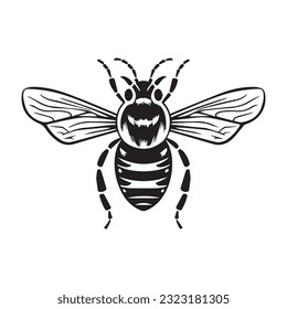 bee black and white vector illustration 