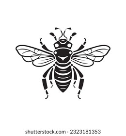 bee black and white vector illustration 