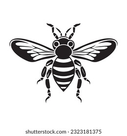 bee black and white vector illustration 