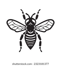 bee black and white vector illustration 