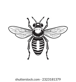 ilustración vectorial en blanco y negro de abejas 